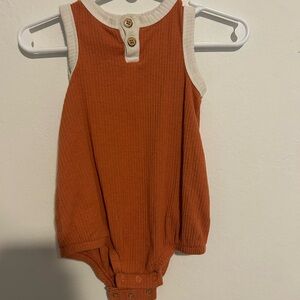 Cat & Jack Orange Baby Romper with White Trim